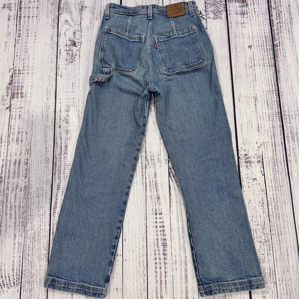 Levi’s Ribcage Straight Big E Jeans 25 Light Wash High Rise Button Fly - Picture 2 of 9